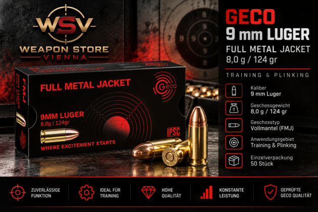 GECO Pist. Patr. 9mm Para VM-Tombak 8,0g/124gr